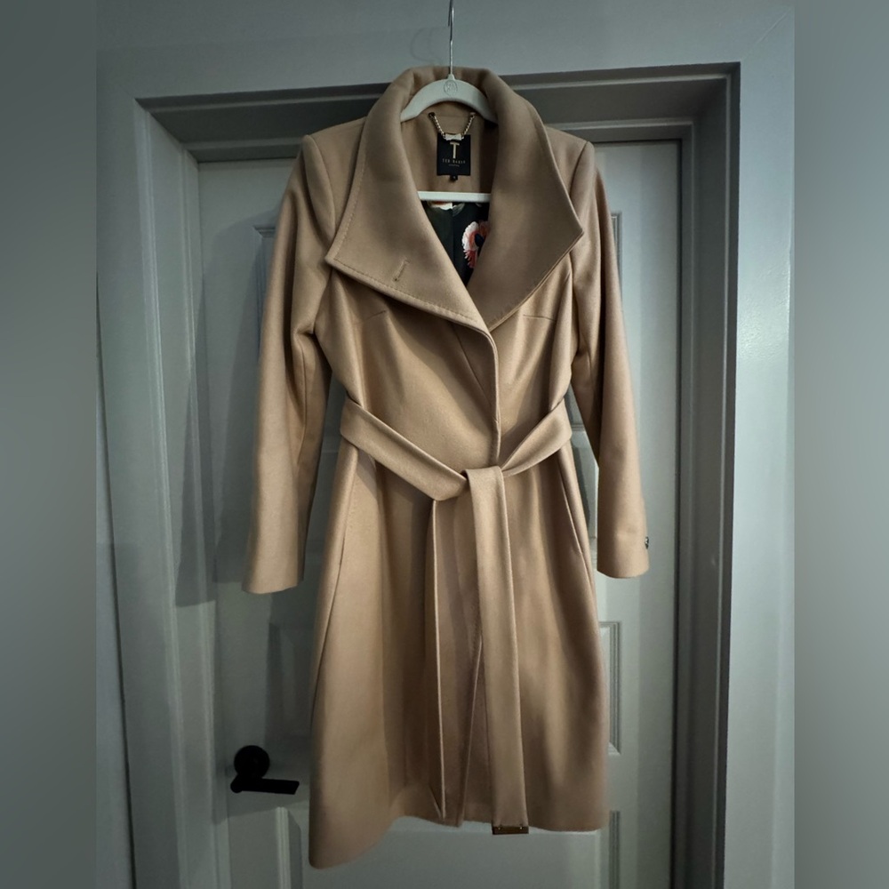 Ted Baker Tan Coat with Floral Lining